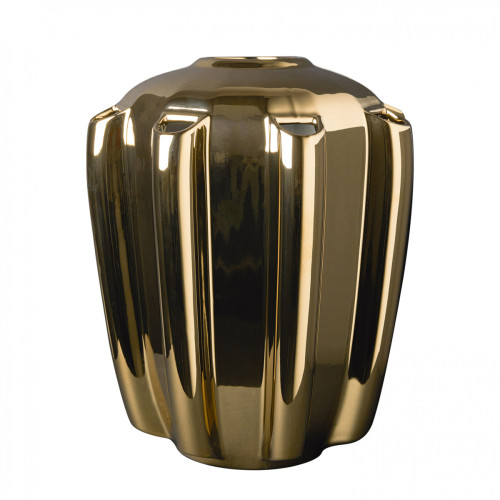 Heinen Delfts Blauw + Magnolia vaas, goud